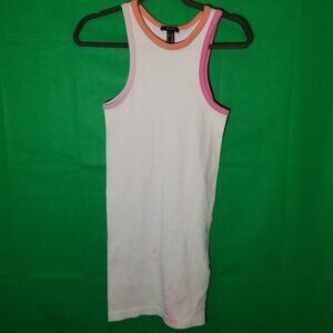 Forever 21 White Bodycon Midi Ribbed Tank Dress Sleeveless Casual Size M/L EDC